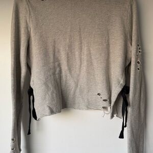 Pam & Gela Gray Distressed Sweatshirt